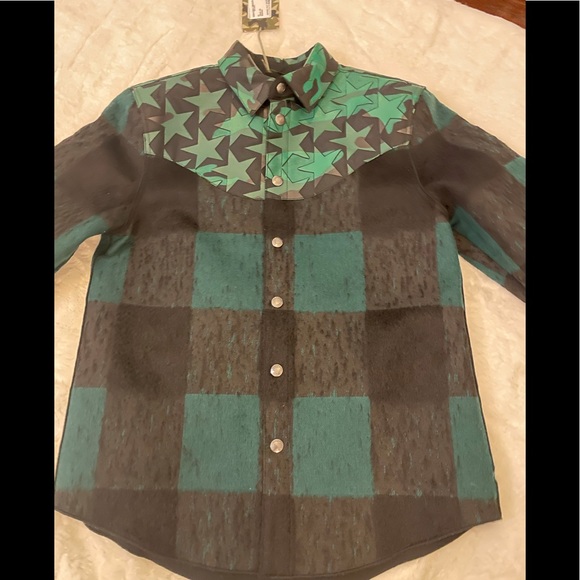 Valentino Mens Check Star Flannel Jacket Sz 44/M - Picture 6 of 11